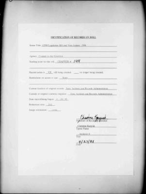 NYS Bill and Veto Jackets: 1994, Chapter 144