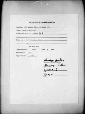 NYS Bill and Veto Jackets: 1994, Chapter 169