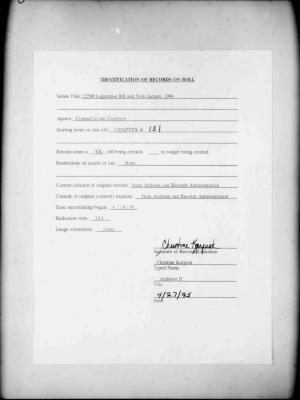 NYS Bill and Veto Jackets: 1994, Chapter 151