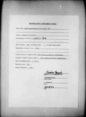 NYS Bill and Veto Jackets: 1994, Chapter 182