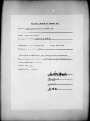 NYS Bill and Veto Jackets: 1994, Chapter 179