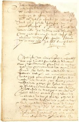 Receipt of Laurens Cornelissen for the first payment on the house sold to Frederick Lubbertsen