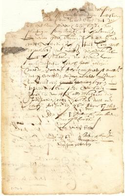 Declaration of Barent Dircksen and others that the hogs of Pieter van der Linden have destroyed the garden of Tonis Cray