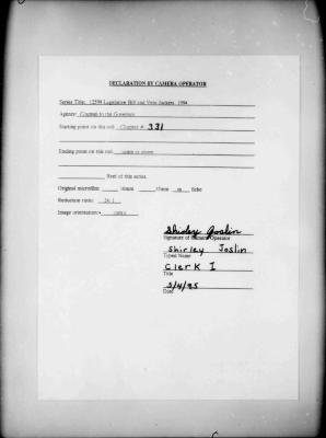 NYS Bill and Veto Jackets: 1994, Chapter 331