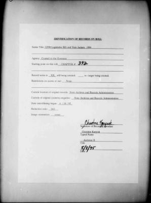 NYS Bill and Veto Jackets: 1994, Chapter 392