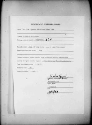 NYS Bill and Veto Jackets: 1994, Chapter 375