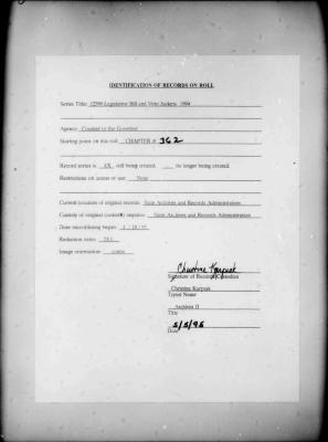 NYS Bill and Veto Jackets: 1994, Chapter 362