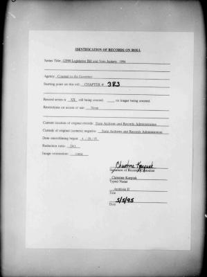 NYS Bill and Veto Jackets: 1994, Chapter 383
