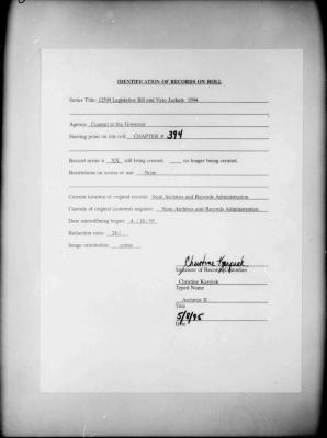 NYS Bill and Veto Jackets: 1994, Chapter 394