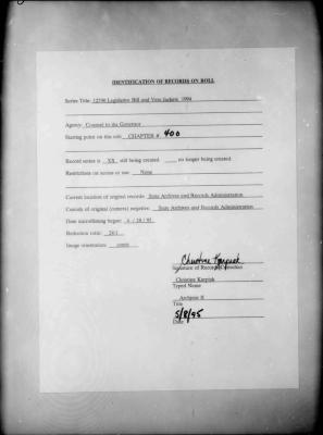 NYS Bill and Veto Jackets: 1994, Chapter 400