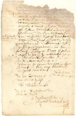 Contract of sale between Harck Sybesen and Barent Dircksen of a house and lot near the fort on Manhattan island