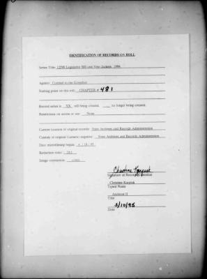 NYS Bill and Veto Jackets: 1994, Chapter 481