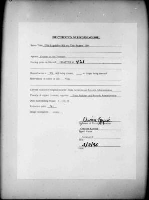 NYS Bill and Veto Jackets: 1994, Chapter 421
