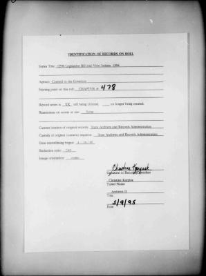 NYS Bill and Veto Jackets: 1994, Chapter 478