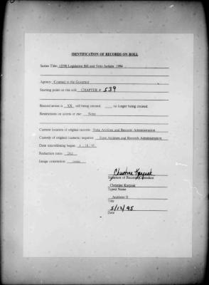 NYS Bill and Veto Jackets: 1994, Chapter 539