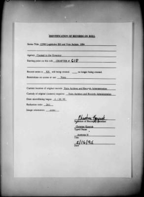 NYS Bill and Veto Jackets: 1994, Chapter 618