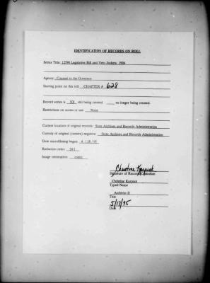 NYS Bill and Veto Jackets: 1994, Chapter 628