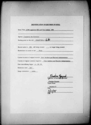 NYS Bill and Veto Jackets: 1994, Chapter 630