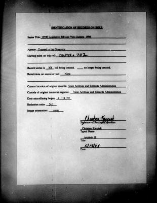 NYS Bill and Veto Jackets: 1994, Chapter 702