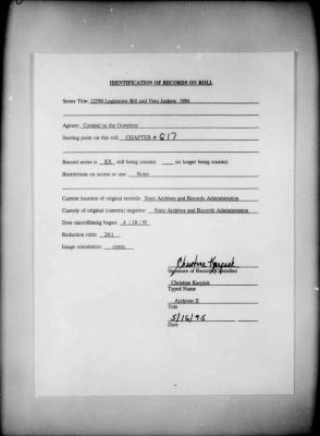 NYS Bill and Veto Jackets: 1994, Chapter 617