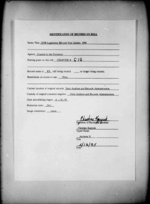 NYS Bill and Veto Jackets: 1994, Chapter 616