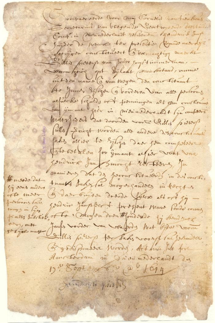 Power of attorney from Hendrick Jansen to Gillis Pietersen to collect debts due in New Netherland
