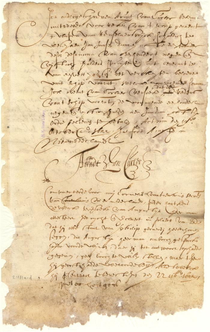 Declaration of Pieter Hartgers that Philip Geraerdy refused to give security for wine bought from Augustyn Herrmans but promised to pay for them