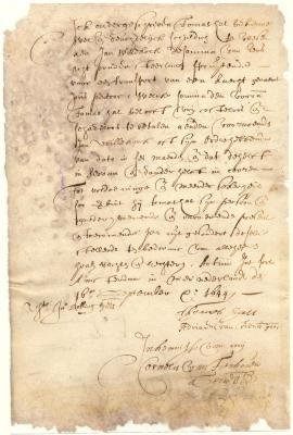 Note of Thomas Hall to John Willcox for the transfer of his servant man, Joris Pentoor