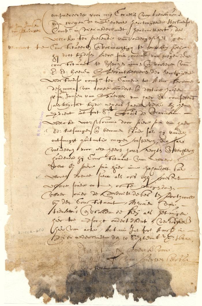 Power of attorney from Jan Jansen of Puerssel to Pierre Pia to collect wages earned as a soldier in the service of the West India Company