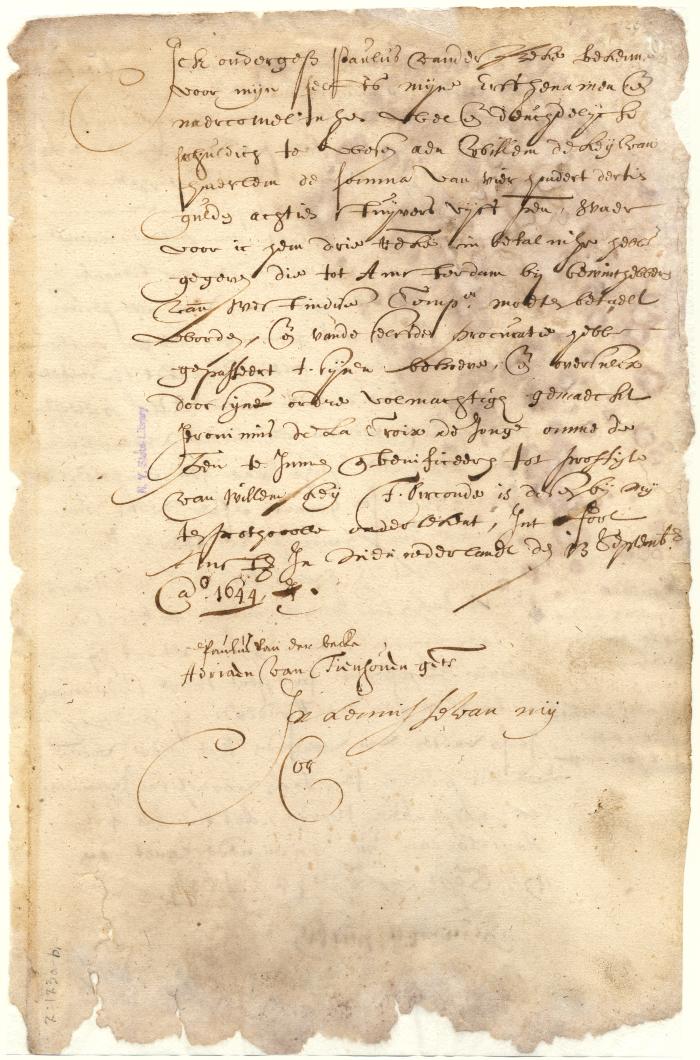 Note of Paulus van der Beeke authorizing Jeronimus La Croix, Jr., to apply the money to be collected by him from the West India Company to the benefit of Willam de Key