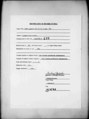 NYS Bill and Veto Jackets: 1993, Chapter 650