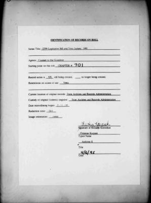 NYS Bill and Veto Jackets: 1993, Chapter 701