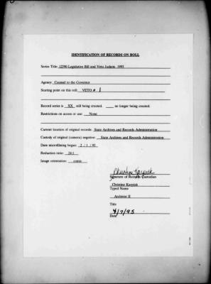 NYS Bill and Veto Jackets: 1993, Veto 1