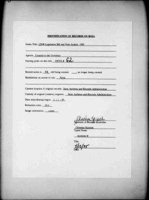 NYS Bill and Veto Jackets: 1993, Veto 62