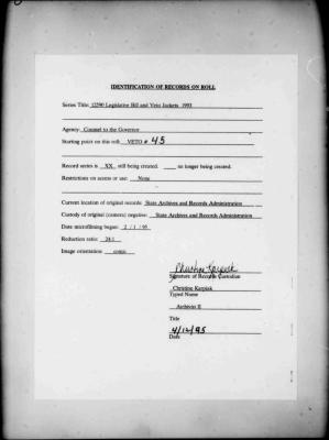 NYS Bill and Veto Jackets: 1993, Veto 45
