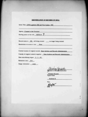 NYS Bill and Veto Jackets: 1993, Veto 7