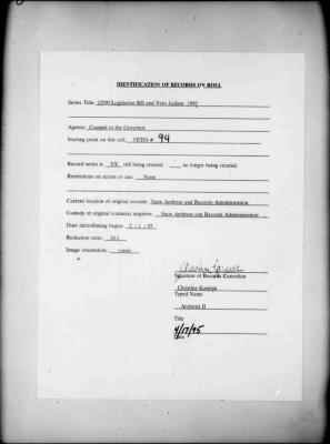 NYS Bill and Veto Jackets: 1993, Veto 94