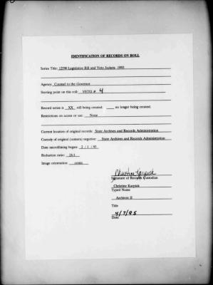NYS Bill and Veto Jackets: 1993, Veto 4