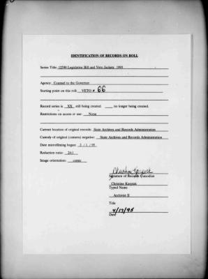 NYS Bill and Veto Jackets: 1993, Veto 66