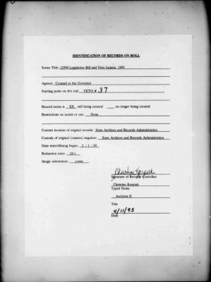 NYS Bill and Veto Jackets: 1993, Veto 37