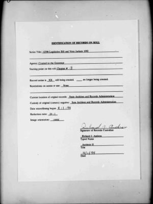 NYS Bill and Veto Jackets: 1992, Chapter 3