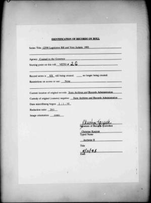 NYS Bill and Veto Jackets: 1993, Veto 26