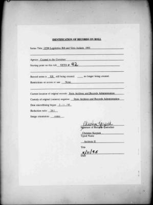 NYS Bill and Veto Jackets: 1993, Veto 42