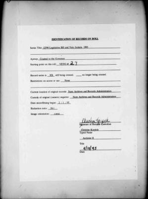 NYS Bill and Veto Jackets: 1993, Veto 27