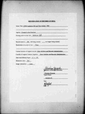 NYS Bill and Veto Jackets: 1993, Veto 15