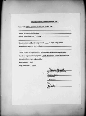 NYS Bill and Veto Jackets: 1993, Veto 11