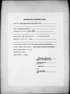 NYS Bill and Veto Jackets: 1993, Veto 50