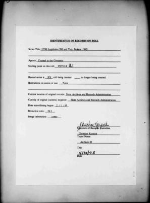 NYS Bill and Veto Jackets: 1993, Veto 21