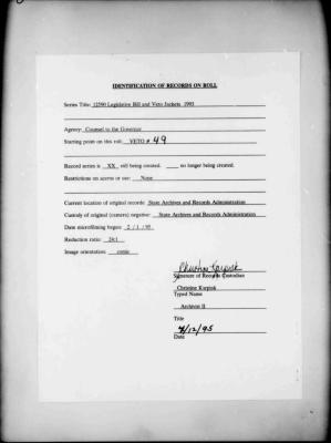 NYS Bill and Veto Jackets: 1993, Veto 49