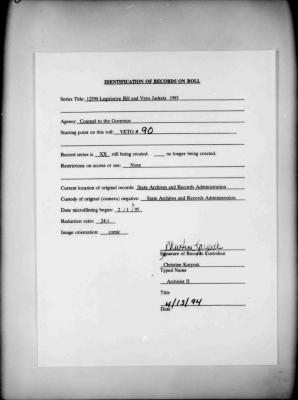 NYS Bill and Veto Jackets: 1993, Veto 90